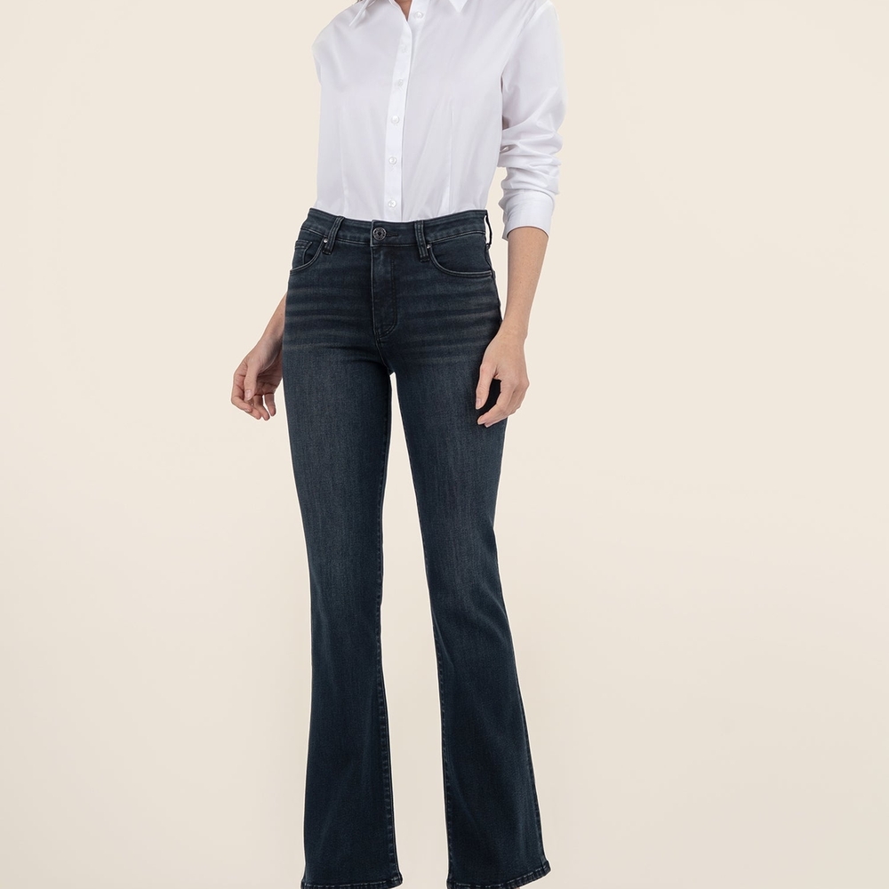 Kut from the Kloth High Aba Fab Ab Flare Black Denim Jeans Women's Size 10